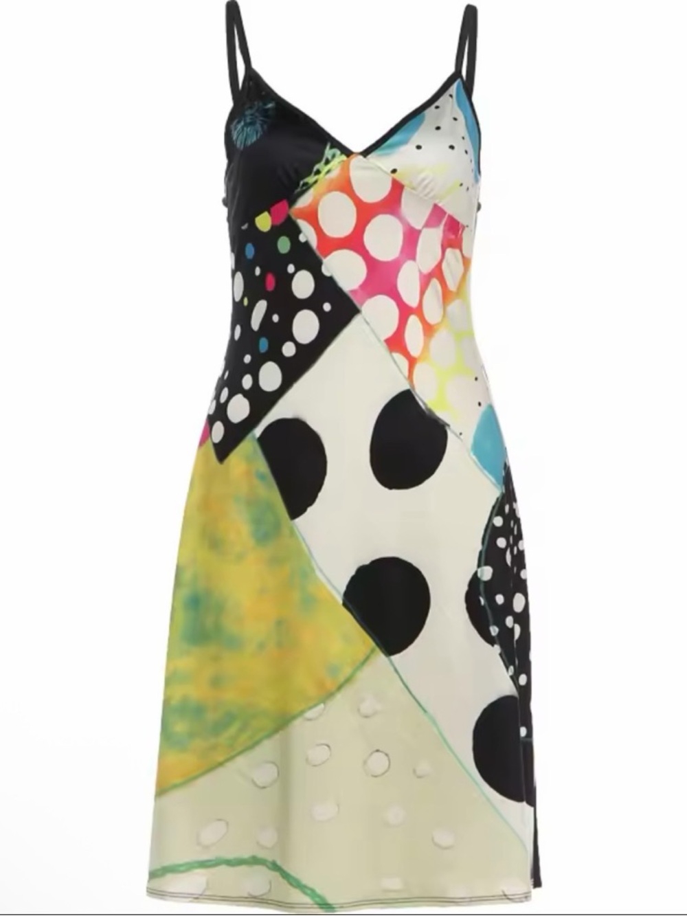 Multicolor Polka Dot Slip Dress with Straps